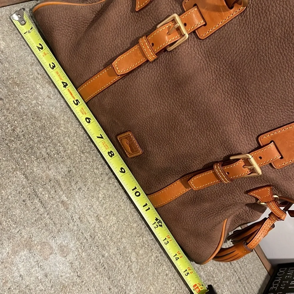 Dooney & Bourke Satchel Taupe Color Large Domed Structure Buckle Tassel Accents - Picture 11 of 15